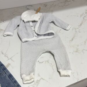 Soft Knit Baby One Piece Set in Gray